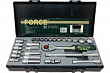 FORCE Набор головок 10-32 мм 1/2" 12-гранных, насадки, трещотка, удлинители 28 пр. в кейсе