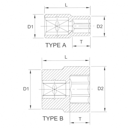 Licota Головка торцевая 1" 12гр. 1"-11/16"