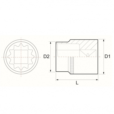 JONNESWAY Головка торцевая 12-гранная 1/2"DR, 27 мм