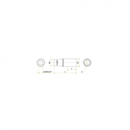 OMBRA Головка торцевая глубокая 12-гранная 1/2"DR, 10 мм, длина 76,9 мм