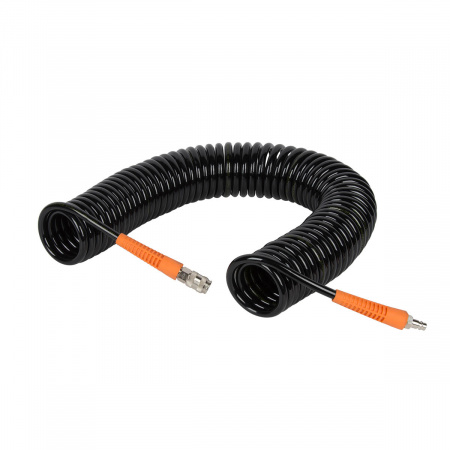 WiederKraft Шланг пневматический спиральный с БРС, 15м,  8*12мм, до 400psi