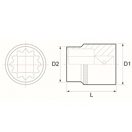 JONNESWAY Головка торцевая 12-гранная 1/2"DR, 17 мм