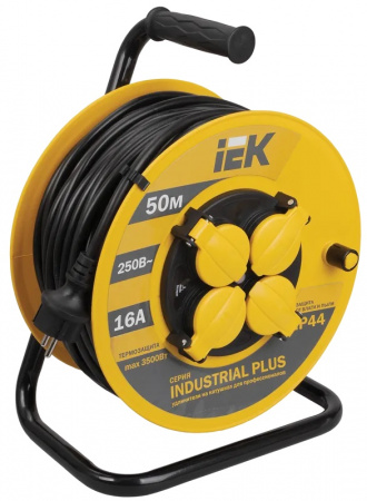 IEK Катушка УК50 с термозащитой 4 места 2P+PE/50м 3х1,5мм2 IP44 INDUSTRIAL PLUS