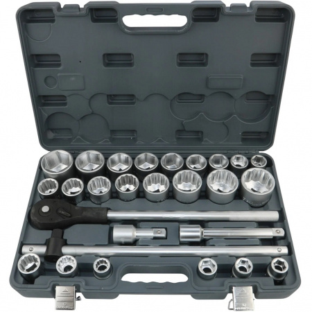 GARWIN PRO Набор торцевых головок 3/4", дюймовые 3/4"-2", метрические 19-50 мм, 27 предметов