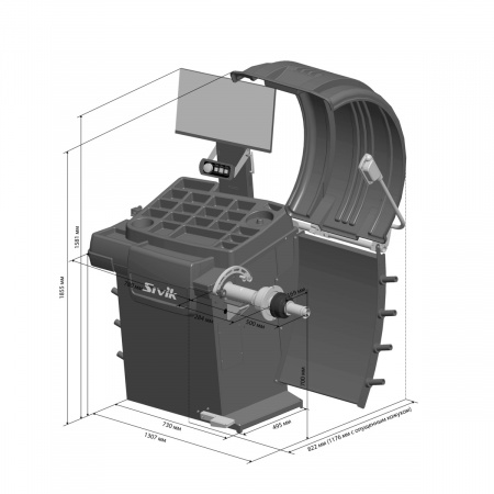 SIVIK Балансировочный станок STELLAR (p) СБМП-60/3D Pro (УЗ, ЭМВ, ТЛУ) 220 В Красный RAL3020