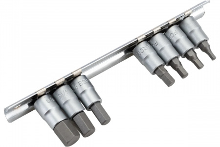 FORCE Набор насадок шестигранных 1/4" (1/8",5/32",3/16",7/32",1/4",5/16",3/8" L32 мм) 7пр, держатель
