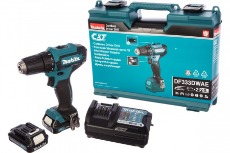 Makita Аккумуляторная дрель 10 мм, 12В, 30 Нм, 1700 об/мин, 2х2Ач, Li-ion(слайдер)