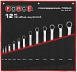 FORCE Набор накидных ключей 6х7-30х32 мм, 75°, 12-гранные, 12 пр., чехол