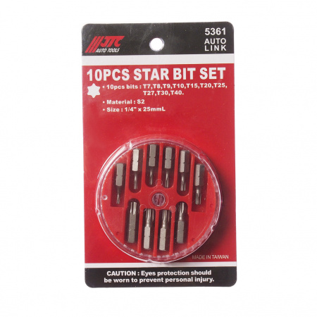 JTC Набор бит 1/4" TORX Т7-Т40 10 предметов в боксе 