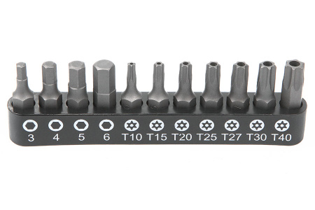 Licota Набор бит 1/4", L-25 мм. на пластиковом держателе, TORX с отверстием, HEX (шестигранные)