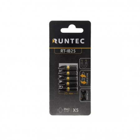 RUNTEC Биты ударные HEX - E 1/4" (6.35 мм), PH2х25 мм, 5 шт