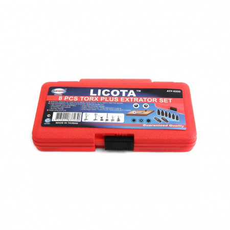 Licota Набор экстракторов для болтов Torx и других профилей, 8 предметов