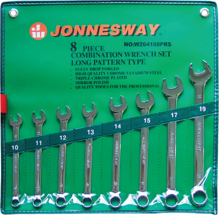 JONNESWAY Набор ключей гаечных комбинированных удлиненных в сумке, 10-19 мм, 8 предметов