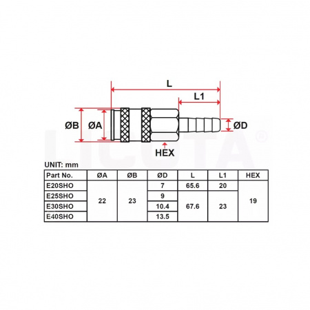 Licota Пневморазъем быстросъемный металлический “мама” - "елка" 10 мм