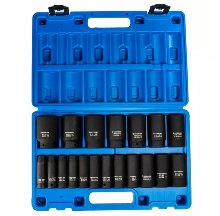 GARWIN PRO Набор ударных головок дюймовых глубоких 1/2", 78 мм, 19 пр., 3/8" — 1-1/2"