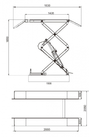 KraftWell Подъемник ножничный короткий г/п 3000 кг напольный, цвет синий