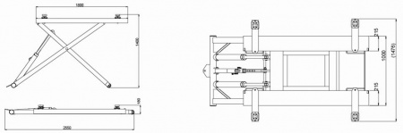 KraftWell Подъемник ножничный г/п 2700 кг мобильный