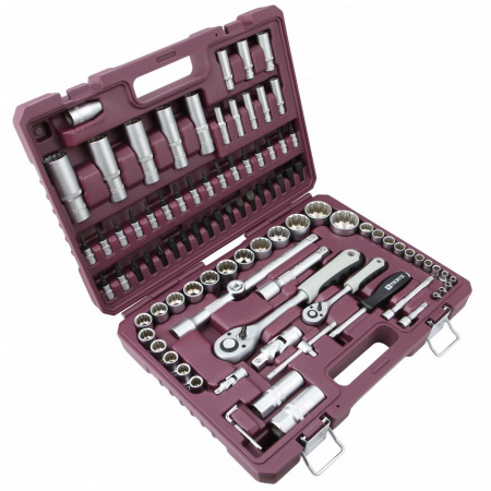 Thorvik Набор инструмента универсальный 1/4", 1/2"DR с головками торцевыми 12-гранными, 94 предмета