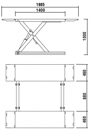 KraftWell Подъёмник ножничный короткий шиномонтажный г/п 3000 кг, 380 В