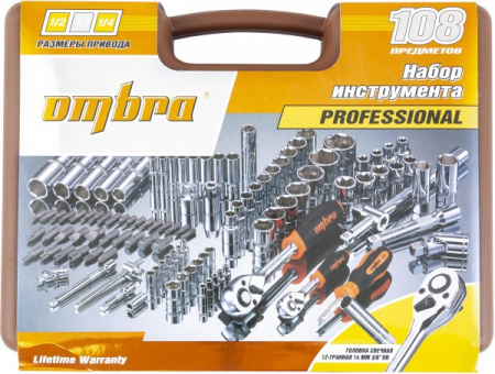 OMBRA Набор инструмента универсальный 1/4", 3/8", и 1/2"DR, 108 предметов